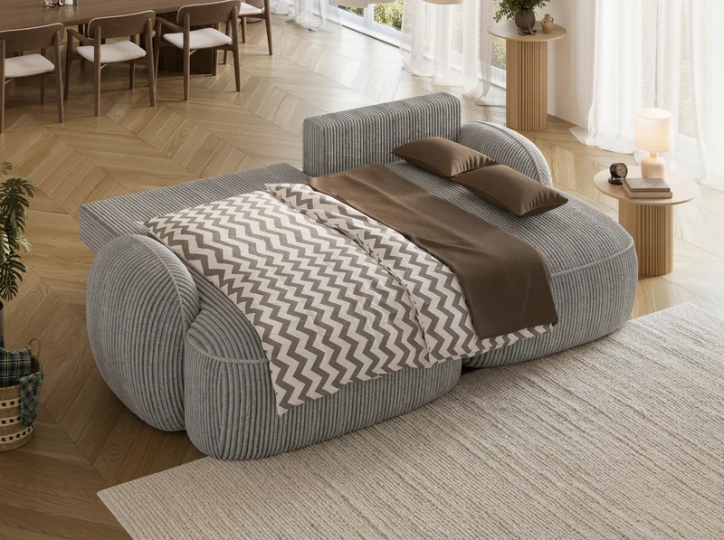 Canapé d'angle convertible design MIRABEAU avec coffre de rangement