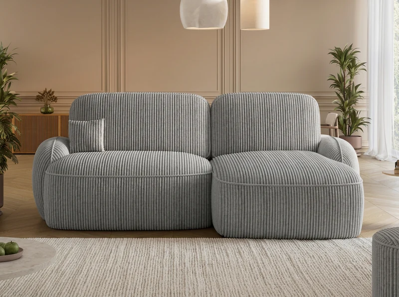 Canapé d'angle convertible design MIRABEAU avec coffre de rangement