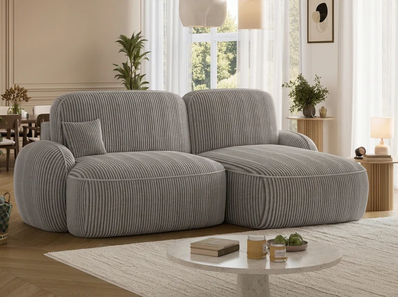 Canapé d'angle convertible design MIRABEAU avec coffre de rangement