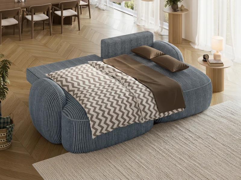 Canapé d'angle convertible design MIRABEAU avec coffre de rangement