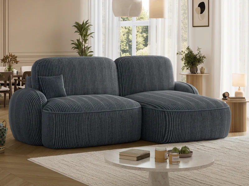 Canapé d'angle convertible design MIRABEAU avec coffre de rangement
