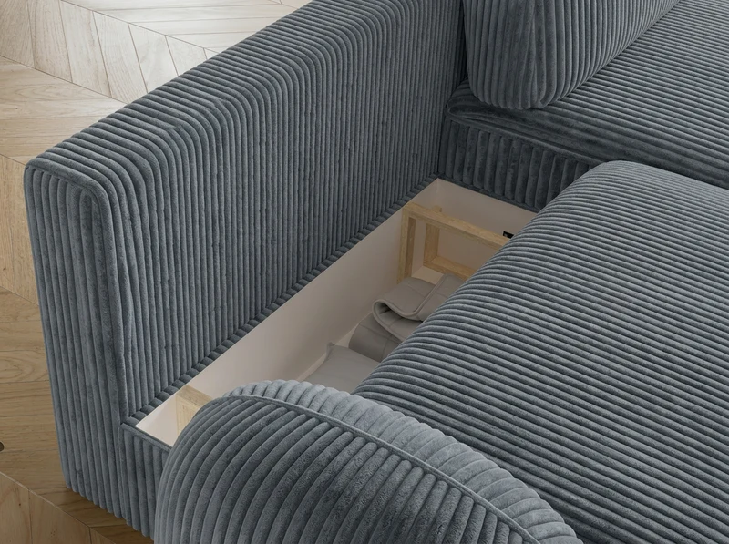 Canapé d'angle convertible design MIRABEAU avec coffre de rangement