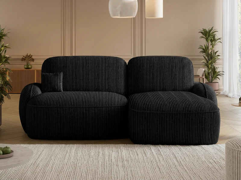 Canapé d'angle convertible design MIRABEAU avec coffre de rangement