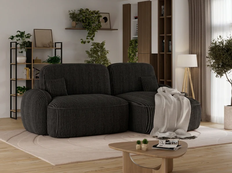 Canapé d'angle convertible design MIRABEAU avec coffre de rangement