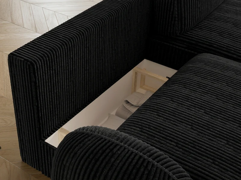 Canapé d'angle convertible design MIRABEAU avec coffre de rangement