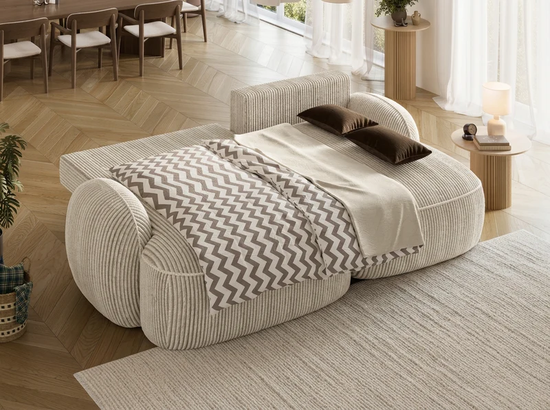 Canapé d'angle convertible design MIRABEAU avec coffre de rangement