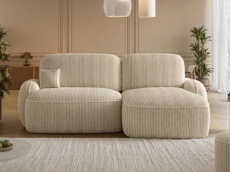 Canapé d'angle convertible design MIRABEAU avec coffre de rangement
