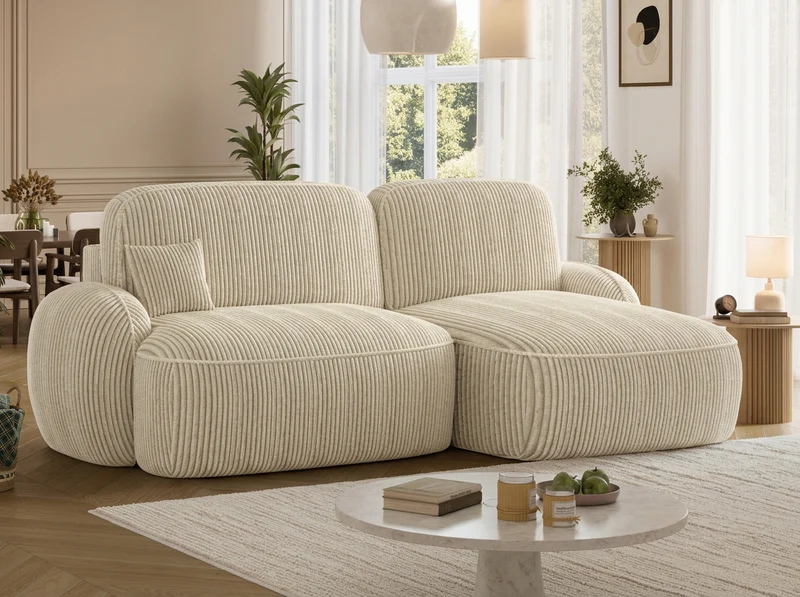 Canapé d'angle convertible design MIRABEAU avec coffre de rangement