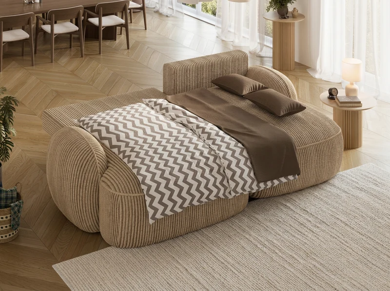 Canapé d'angle convertible design MIRABEAU avec coffre de rangement