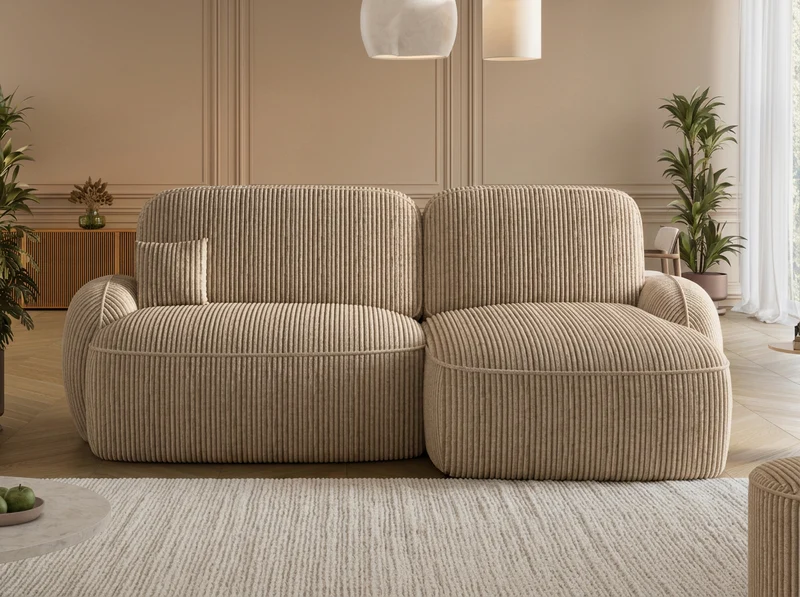 Canapé d'angle convertible design MIRABEAU avec coffre de rangement
