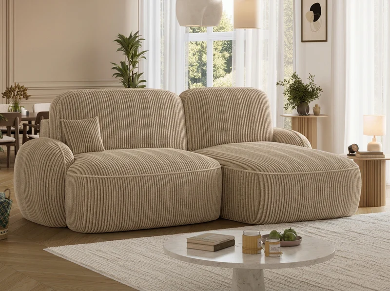 Canapé d'angle convertible design MIRABEAU avec coffre de rangement
