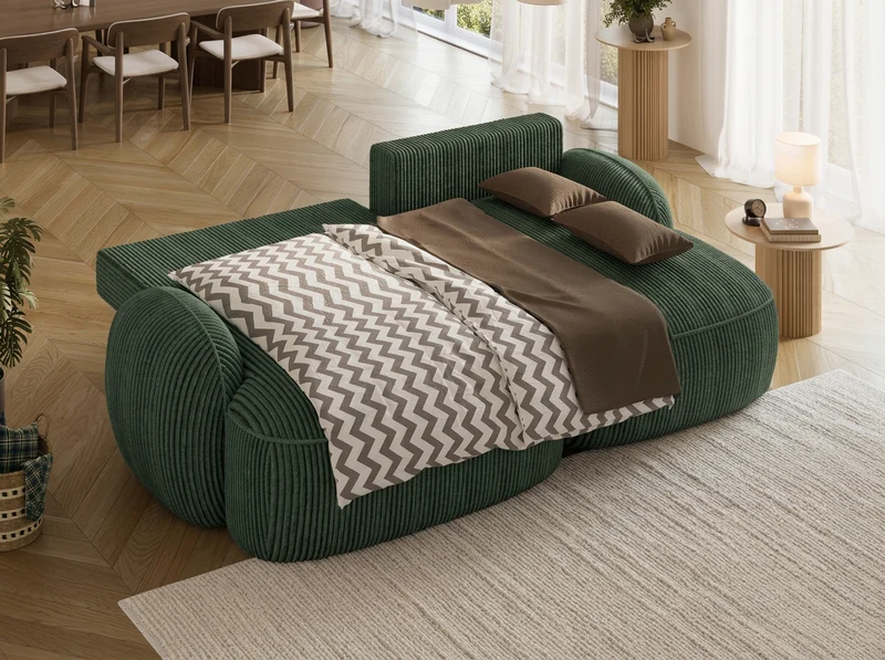 Canapé d'angle convertible design MIRABEAU avec coffre de rangement