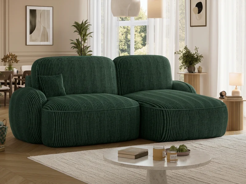 Canapé d'angle convertible design MIRABEAU avec coffre de rangement