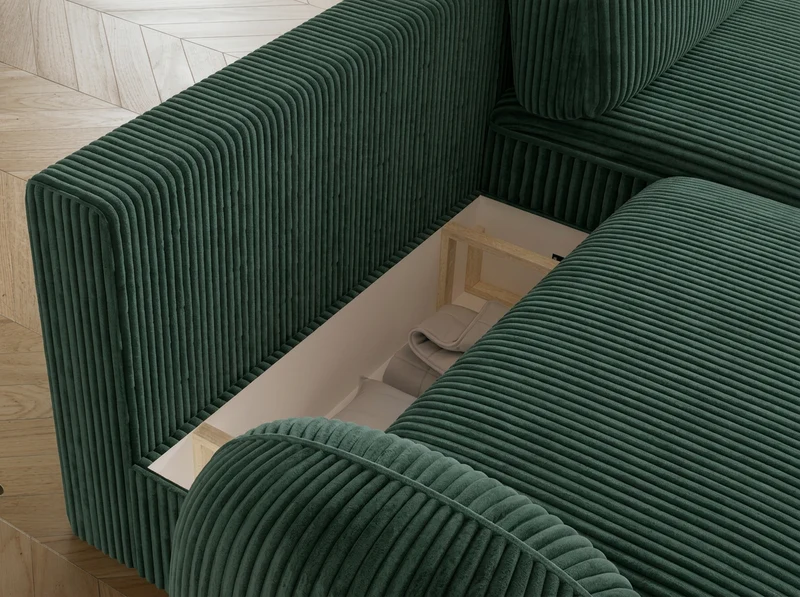 Canapé d'angle convertible design MIRABEAU avec coffre de rangement