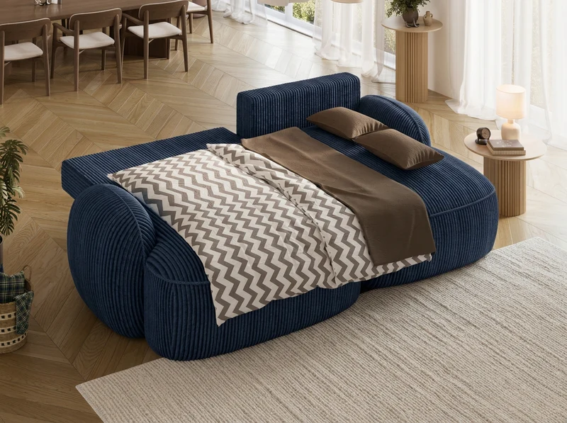 Canapé d'angle convertible design MIRABEAU avec coffre de rangement
