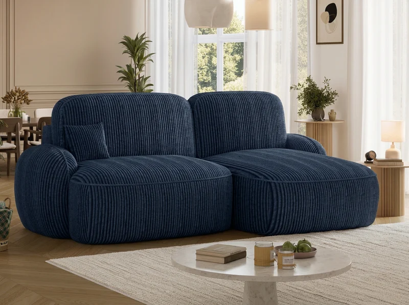 Canapé d'angle convertible design MIRABEAU avec coffre de rangement
