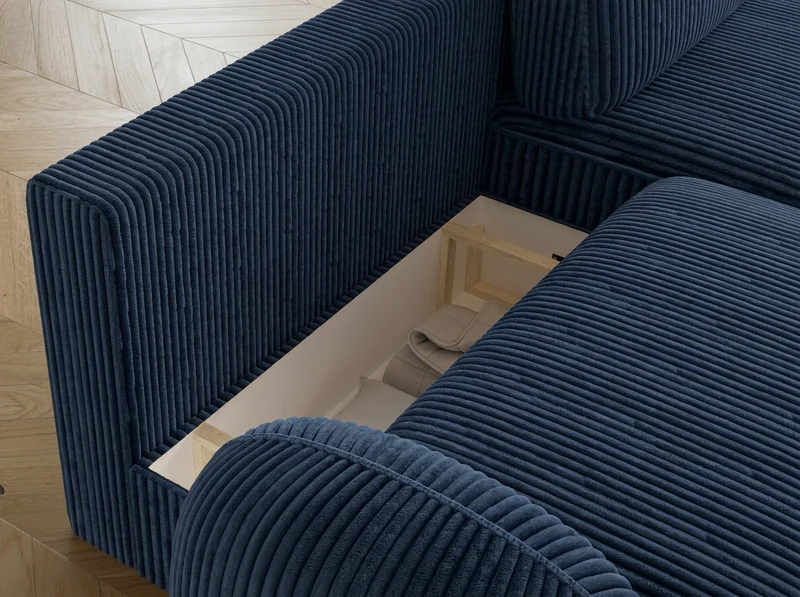 Canapé d'angle convertible design MIRABEAU avec coffre de rangement