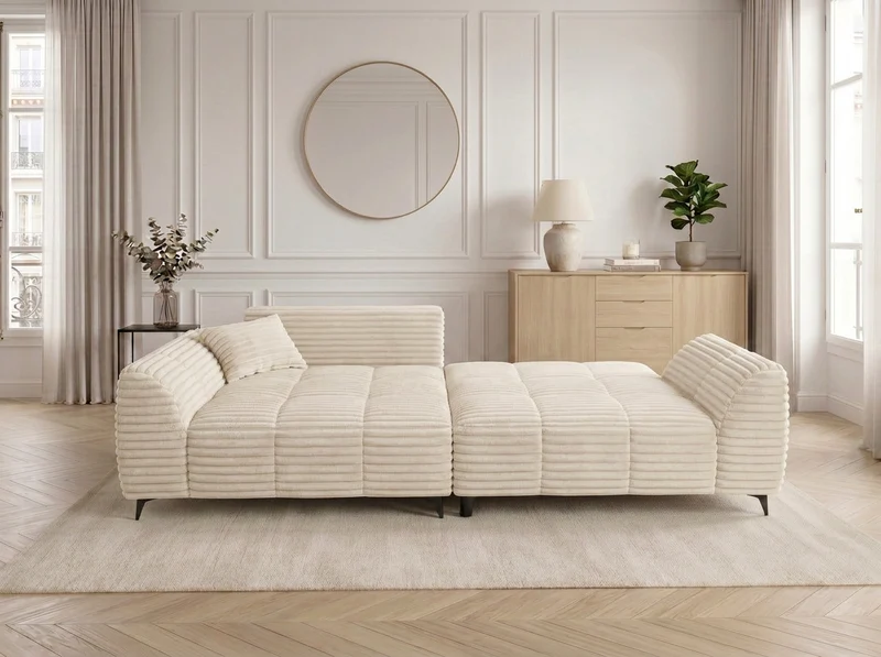 Canapé d’angle convertible design BATIGNOLLES avec coffre de rangement