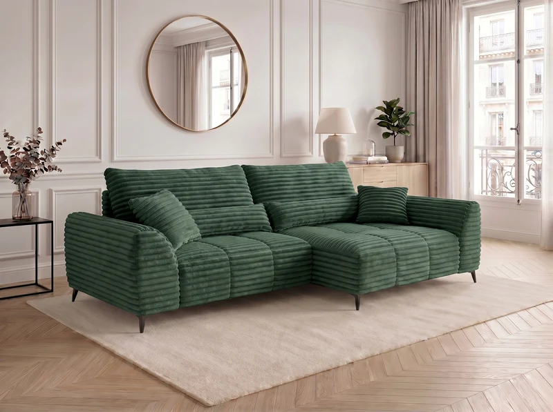 Canapé d’angle convertible design BATIGNOLLES avec coffre de rangement
