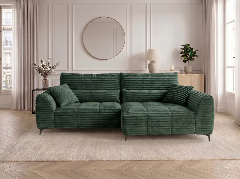 Canapé d’angle convertible design BATIGNOLLES avec coffre de rangement