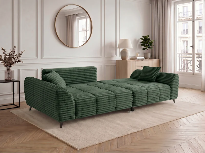Canapé d’angle convertible design BATIGNOLLES avec coffre de rangement