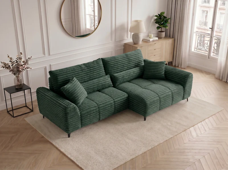 Canapé d’angle convertible design BATIGNOLLES avec coffre de rangement