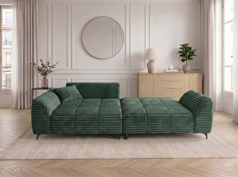 Canapé d’angle convertible design BATIGNOLLES avec coffre de rangement