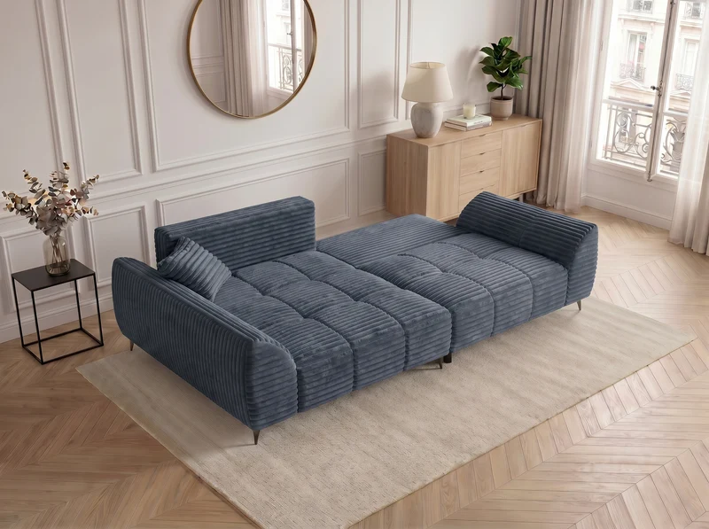 Canapé d’angle convertible design BATIGNOLLES avec coffre de rangement