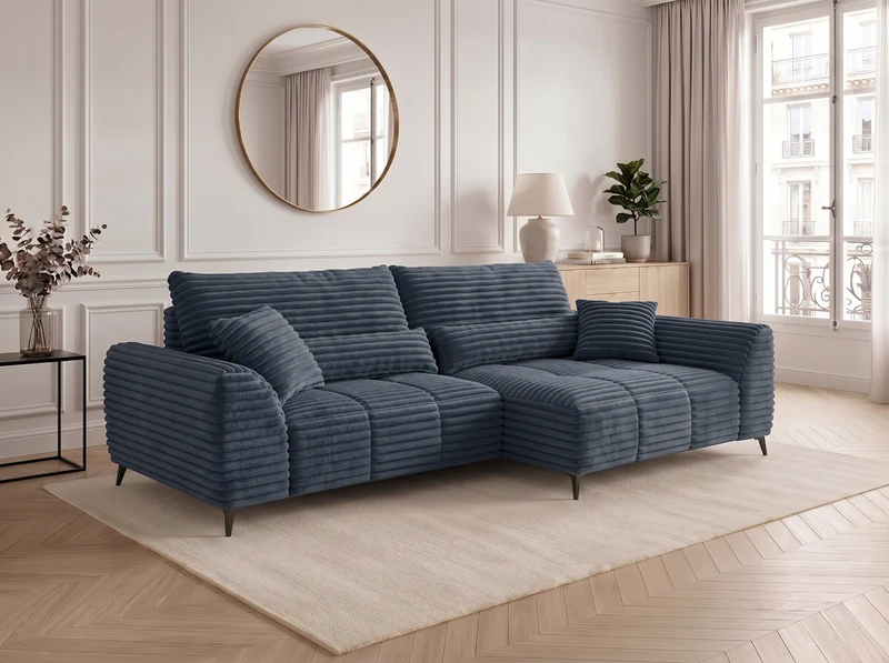 Canapé d’angle convertible design BATIGNOLLES avec coffre de rangement
