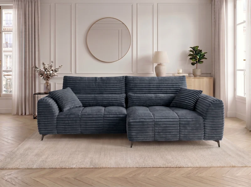 Canapé d’angle convertible design BATIGNOLLES avec coffre de rangement