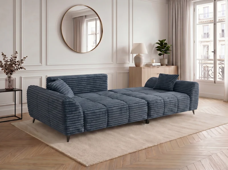 Canapé d’angle convertible design BATIGNOLLES avec coffre de rangement