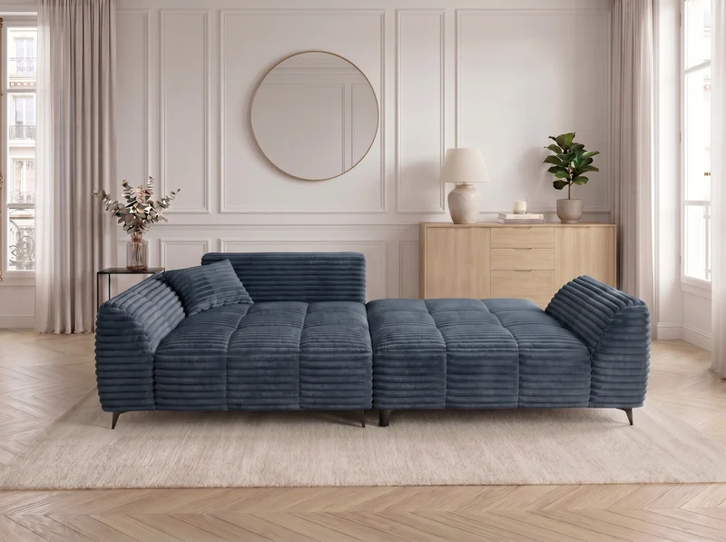 Canapé d’angle convertible design BATIGNOLLES avec coffre de rangement