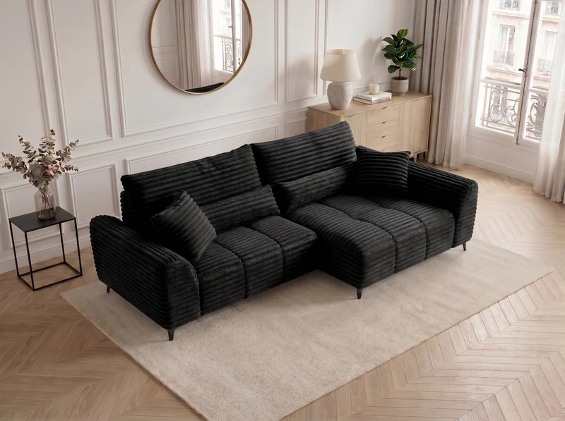Canapé d’angle convertible design BATIGNOLLES avec coffre de rangement