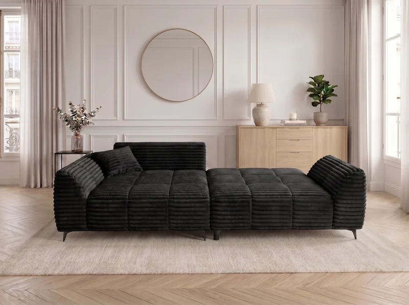 Canapé d’angle convertible design BATIGNOLLES avec coffre de rangement