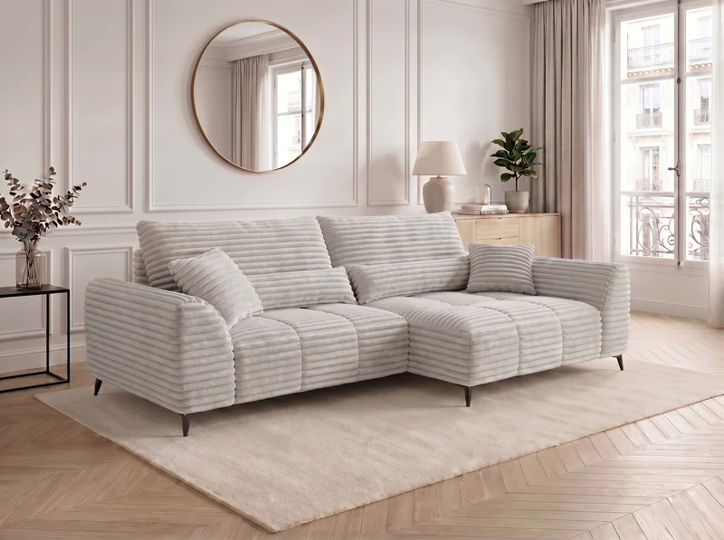 Canapé d’angle convertible design BATIGNOLLES avec coffre de rangement