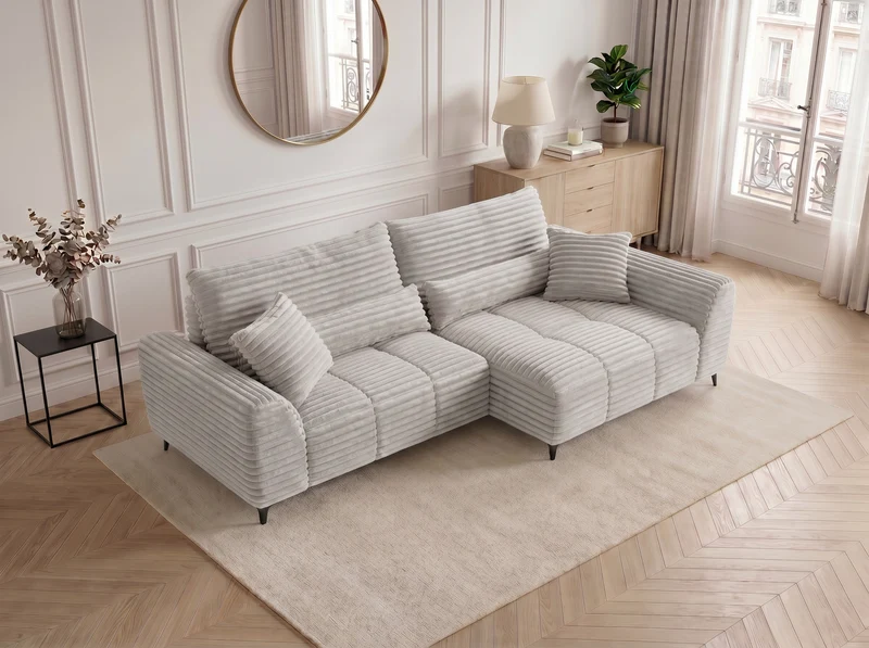 Canapé d’angle convertible design BATIGNOLLES avec coffre de rangement