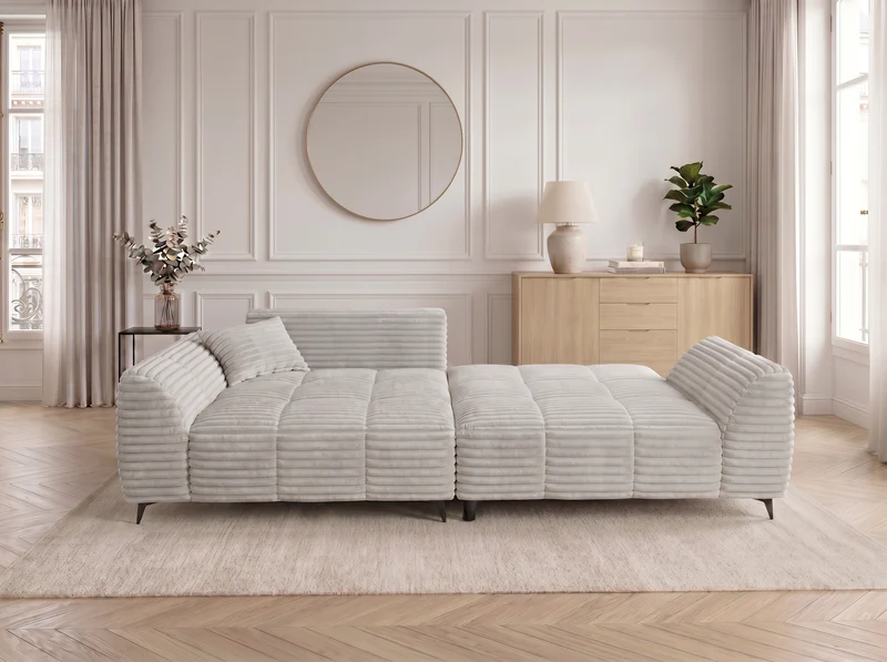 Canapé d’angle convertible design BATIGNOLLES avec coffre de rangement