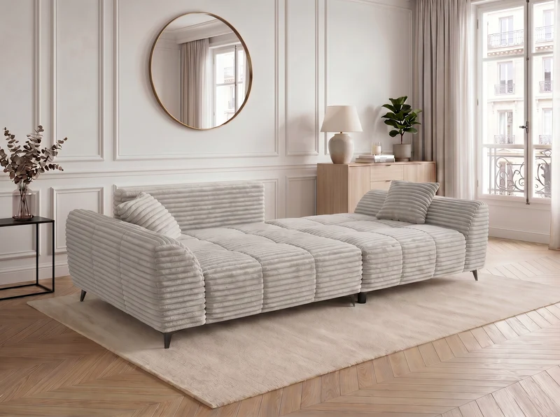 Canapé d’angle convertible design BATIGNOLLES avec coffre de rangement