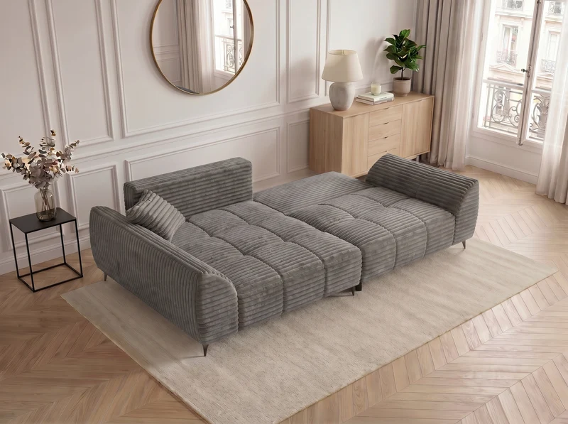 Canapé d’angle convertible design BATIGNOLLES avec coffre de rangement