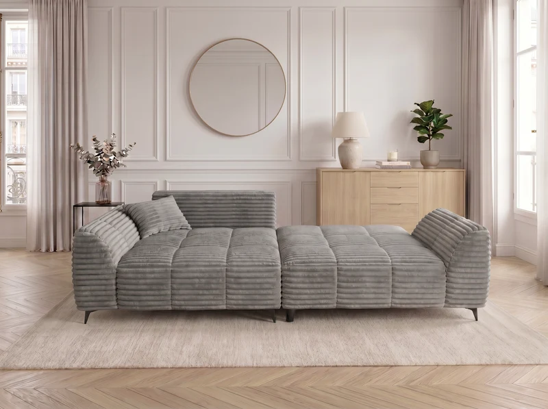 Canapé d’angle convertible design BATIGNOLLES avec coffre de rangement