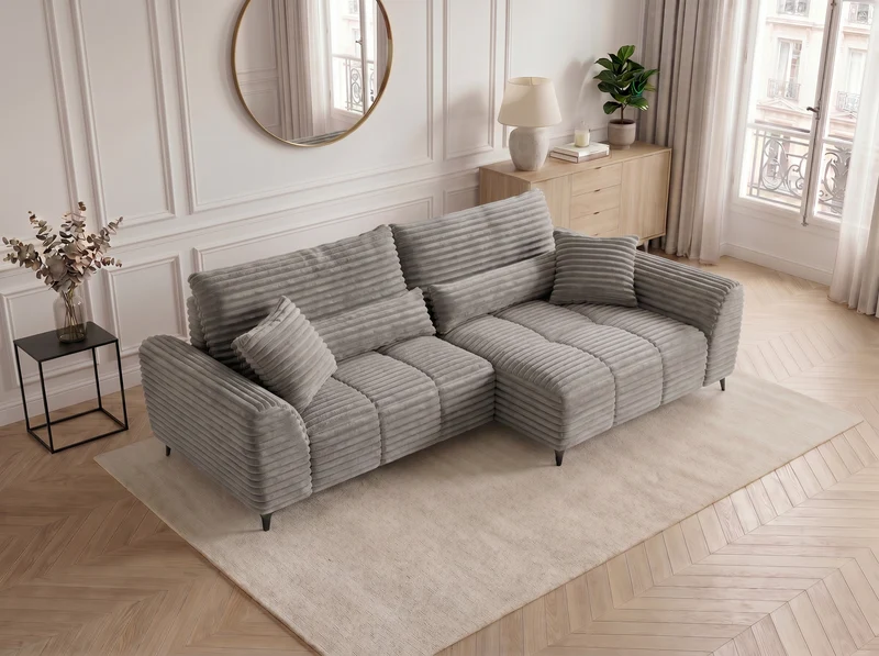 Canapé d’angle convertible design BATIGNOLLES avec coffre de rangement