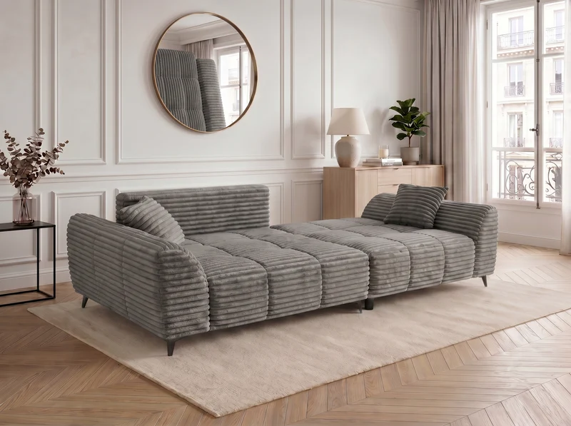 Canapé d’angle convertible design BATIGNOLLES avec coffre de rangement