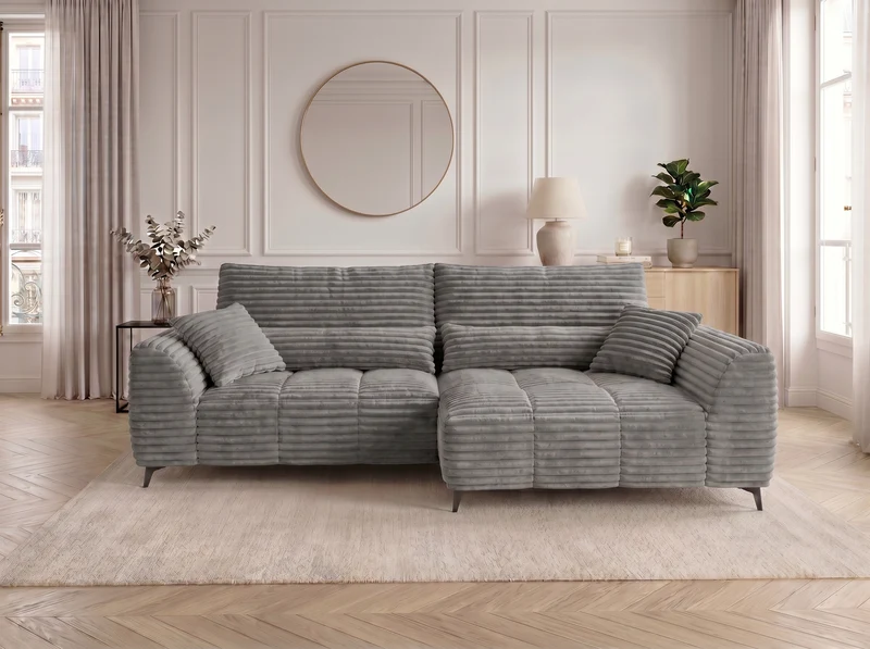 Canapé d’angle convertible design BATIGNOLLES avec coffre de rangement