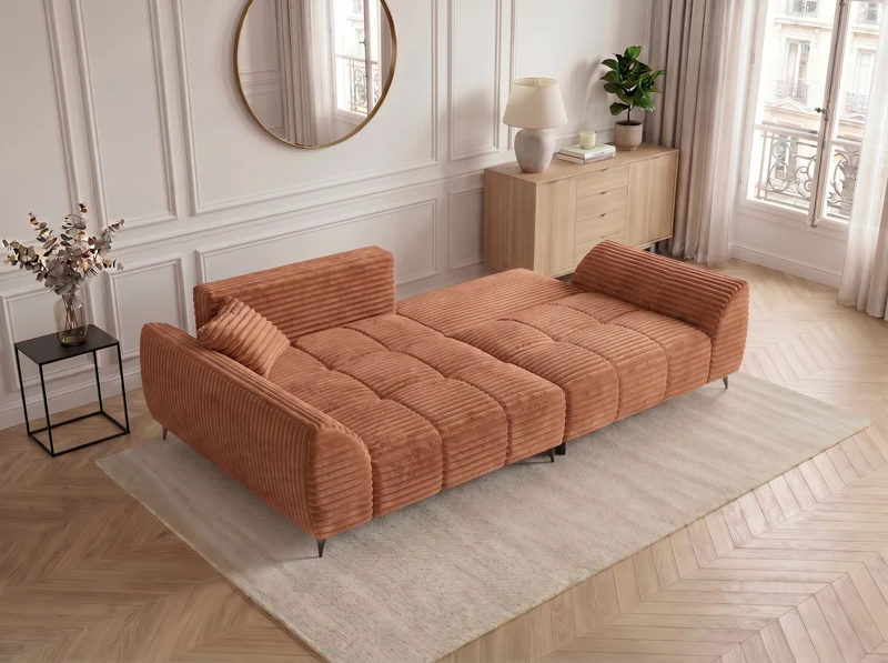 Canapé d’angle convertible design BATIGNOLLES avec coffre de rangement