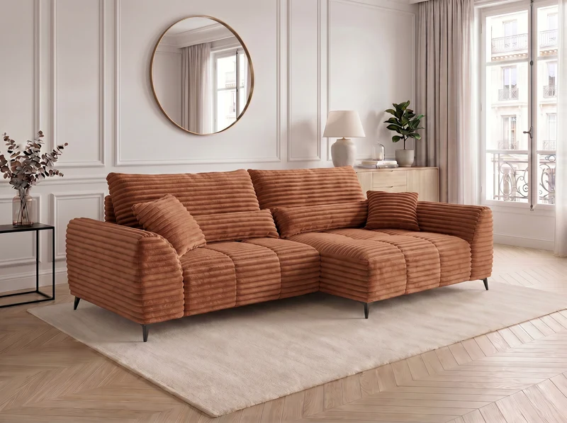 Canapé d’angle convertible design BATIGNOLLES avec coffre de rangement