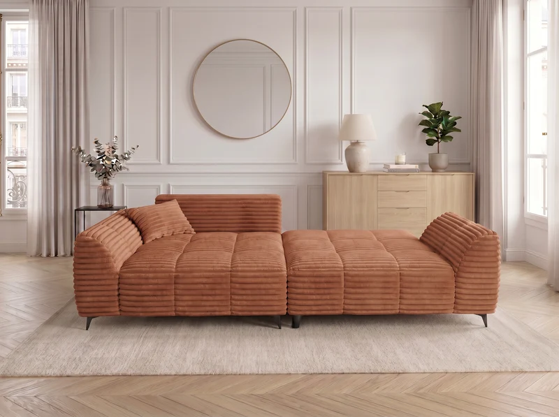 Canapé d’angle convertible design BATIGNOLLES avec coffre de rangement