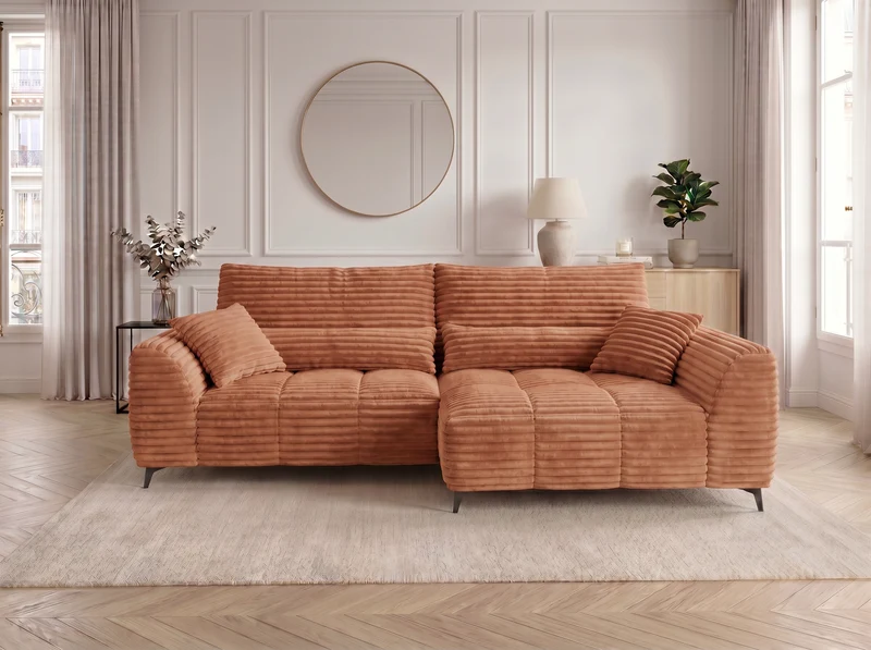 Canapé d’angle convertible design BATIGNOLLES avec coffre de rangement
