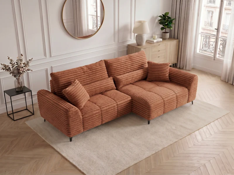 Canapé d’angle convertible design BATIGNOLLES avec coffre de rangement