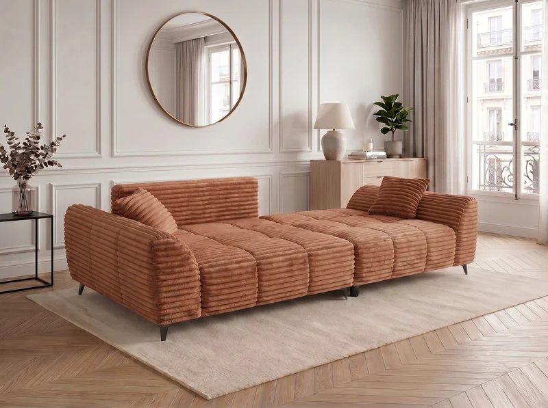 Canapé d’angle convertible design BATIGNOLLES avec coffre de rangement
