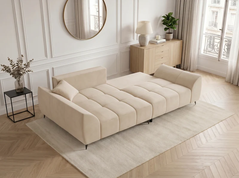 Canapé d’angle convertible design BATIGNOLLES avec coffre de rangement